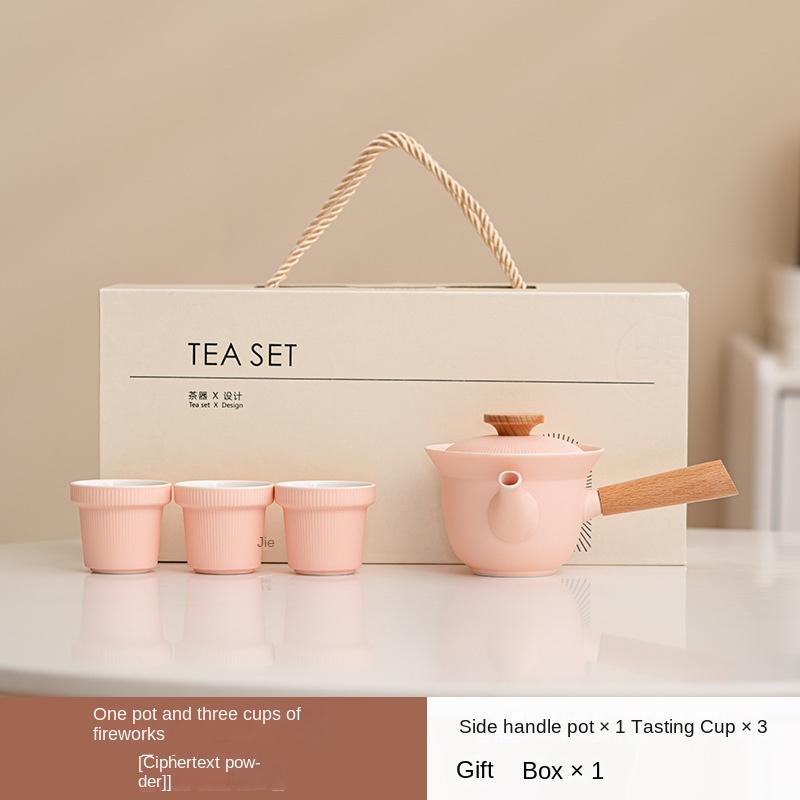 

Japanese Style Simple One Pot Fills Three Cups Kung Fu Tea Set Box Gift Tea Set Teacup Simplicity Birthday Gift Ceramic Tea Set