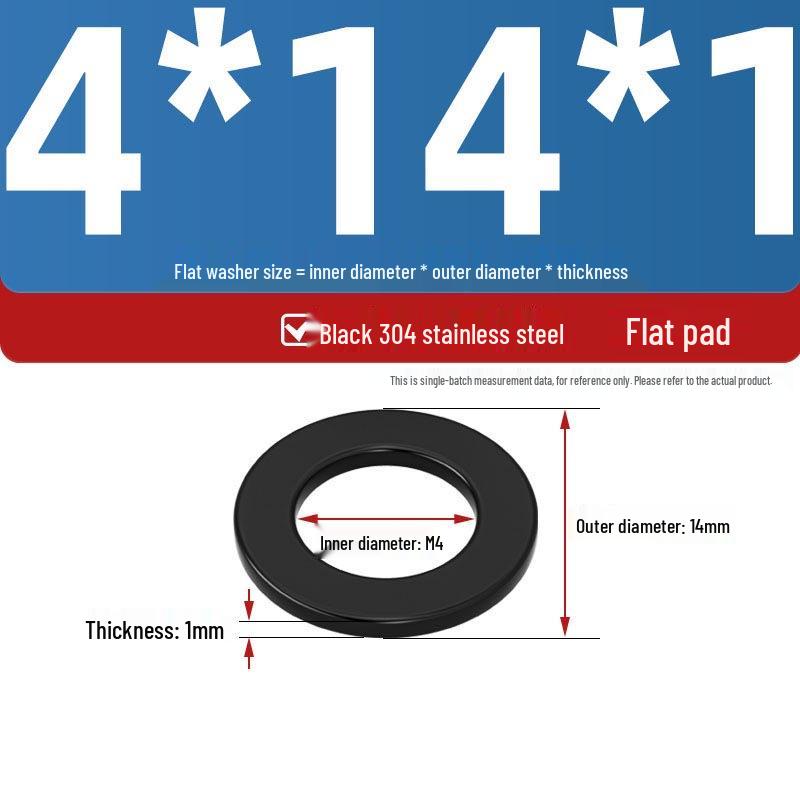 Ultra-Thin Black Zinc-Plated Stainless Steel Flat Washer (M2-M20)