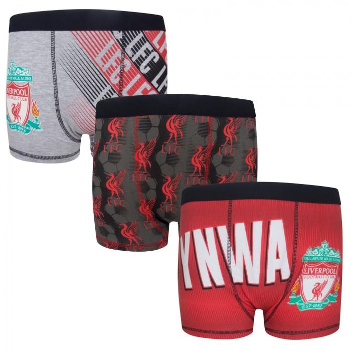 Liverpool FC Boys Crest Boxer Shorts (Pack of 3)