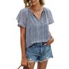 Casual Women Printed V-neck Floral Short-sleeved Casual Pullover T-shirt