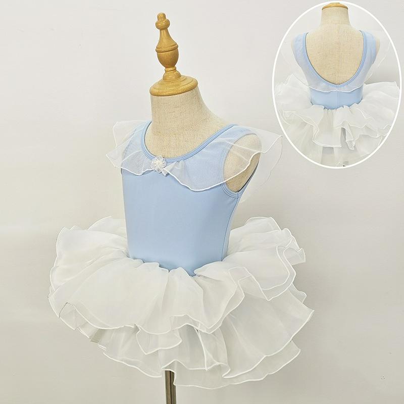 Kinder Tanzkleidung Sommer Kurzarm Übungstest Aufführung Tutu Rock Ärmellos Prinzessin Mädchen Ballett Kostüm