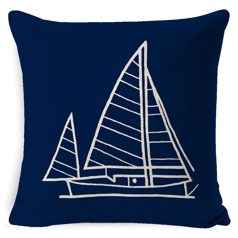 Cushion Cover Ocean Anchor Linen Pillow Cover Simple Sailing Sofa Living Room Pillow Cover Premium Durable Quality