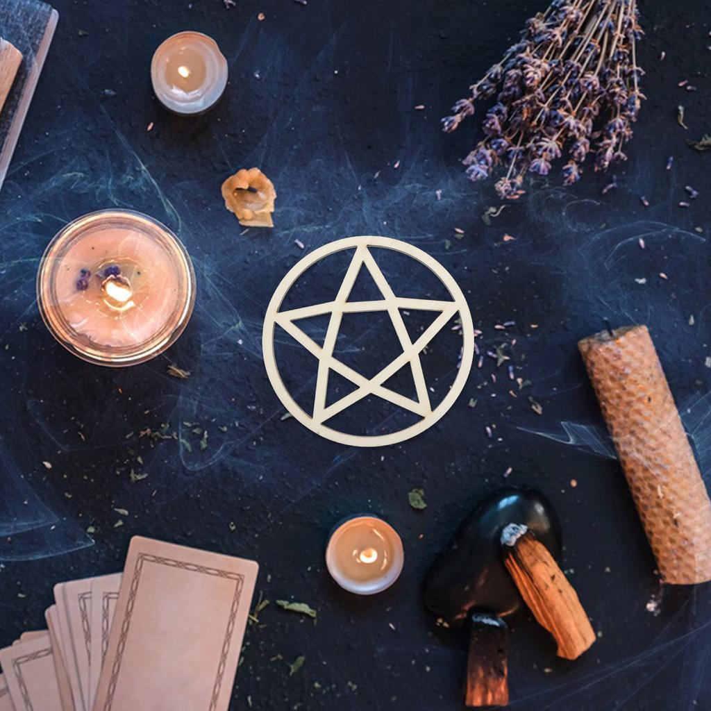 Energy Stone Stand Wooden Altar Tile Tiles Desktop Decoration Vintage Adornment Sacrifice Supply Retro Style Decors Pentagon