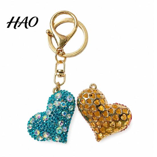 Sparkling Key Ring Rhinestone Love Heart Keychain , Zinc Alloy Car Pendant Ring, Handbags Backpacks Purse Charm Accessory, Gift for Women Decorative