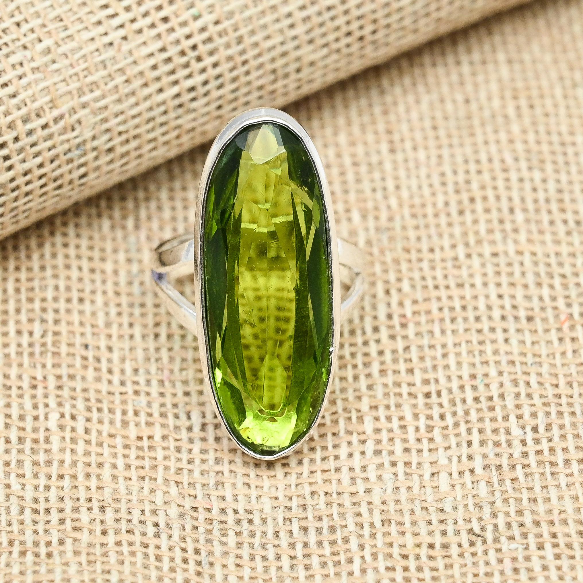 

Красивое кольцо с драгоценным камнем перидот из стерлингового серебра 925 пробы подарок для женщин ювелирные изделия ручной работы 9 зелёный