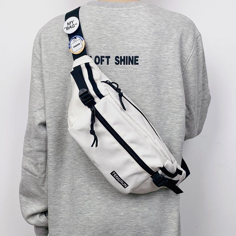 Casual Fanny Pack Japanese Simple Chest Bag Male Trend Personalized Couple Fanny Pack Sports Versatile Panda Pendant Breast Bag