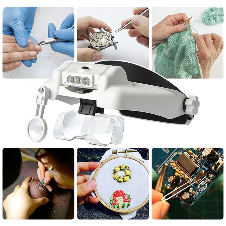Headband Illuminated Magnifier Rechargeable Repair Solder Magnifying Glasses Interchangeable Lens Third Hand Loupe For Soldering