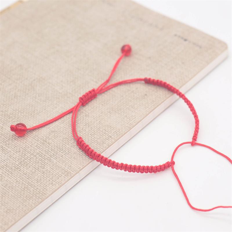 Zodiac Red Rope Diamond Knot Bracelet with Beads and Peace Buckle for Couples