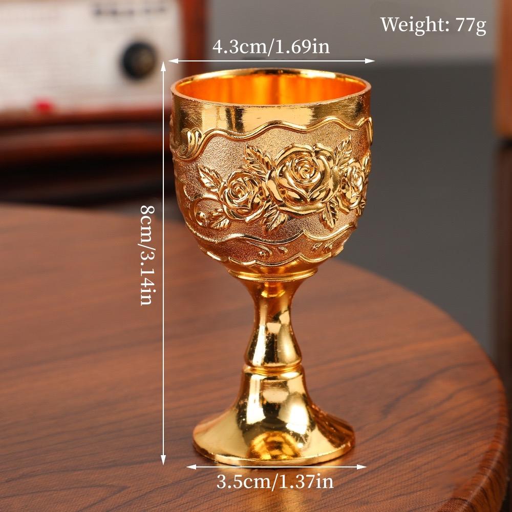 European Vintage Wine Glasses,Carved Castle 30 ml Mini Spirit Vodka Cup,Bronze Alloy Portable Spirits Goblet,Wedding Decoration