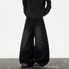 American design button scimitar jeans new loose straight drape thin casual pants black spot