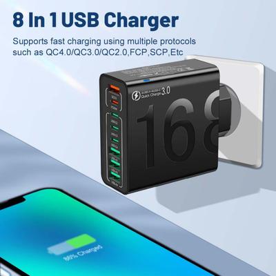 150W Fast Charging 8 In 1 USB Quick Charging Wall Charging USB C Adapter For Smartphone Tablet Electronics Device