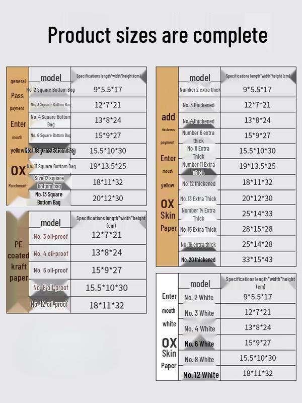 Disposable Oil-Proof Kraft Paper Packaging Bags