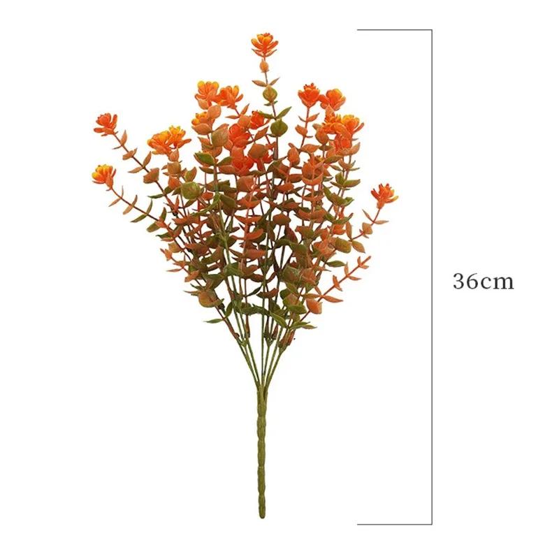 Artificial Fall Flowers Outdoor Plastic Shrubs Fake Plant for Garden Home Wedding Halloween Thanksgiving Autumn Party Decoration
