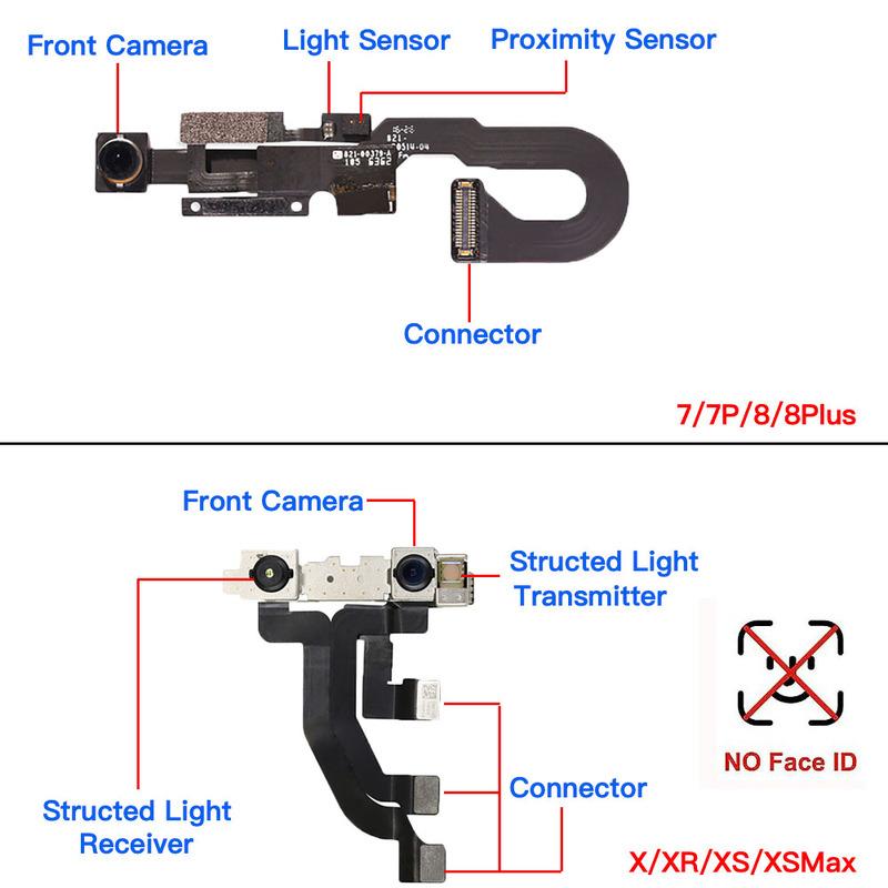 Front Camera Module Flex Cable Replacement Part for iPhone 6 6P 6S 7 8 Plus X XR XS 11 12 Pro Max Proximity Sensor NO Face ID