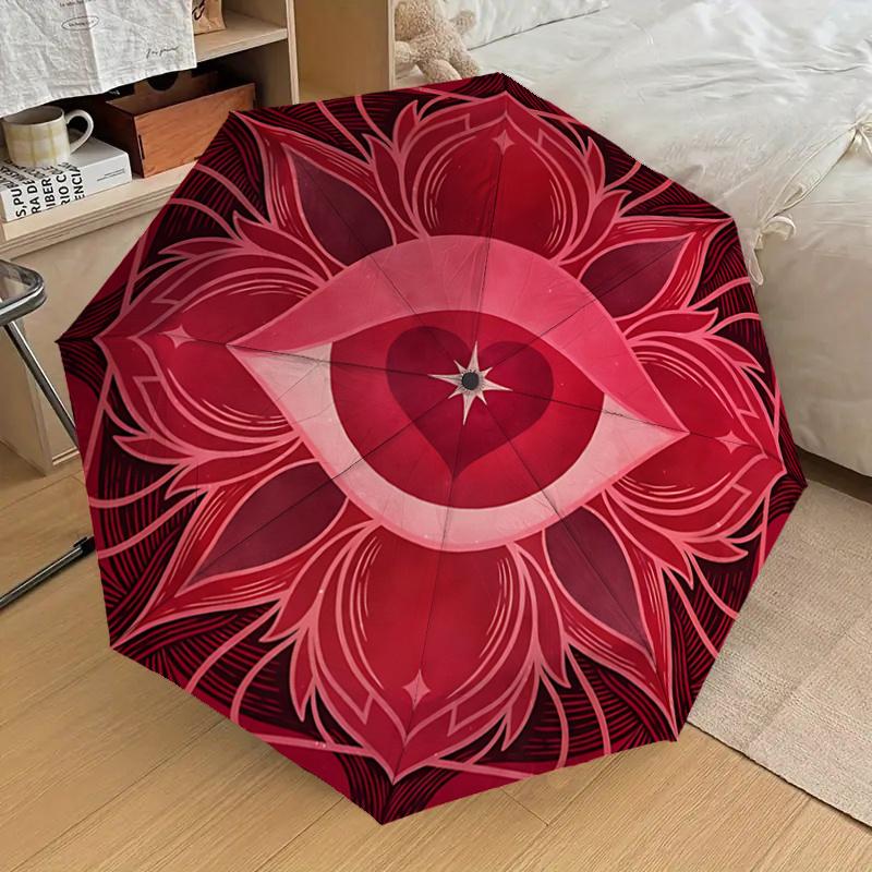 Eye of Heart Mandala Automatic Opening Rain Umbrella - Portable Folding Design, Outdoor Umbrella for Fans, Travelers & Daily Use, Perfect Gi