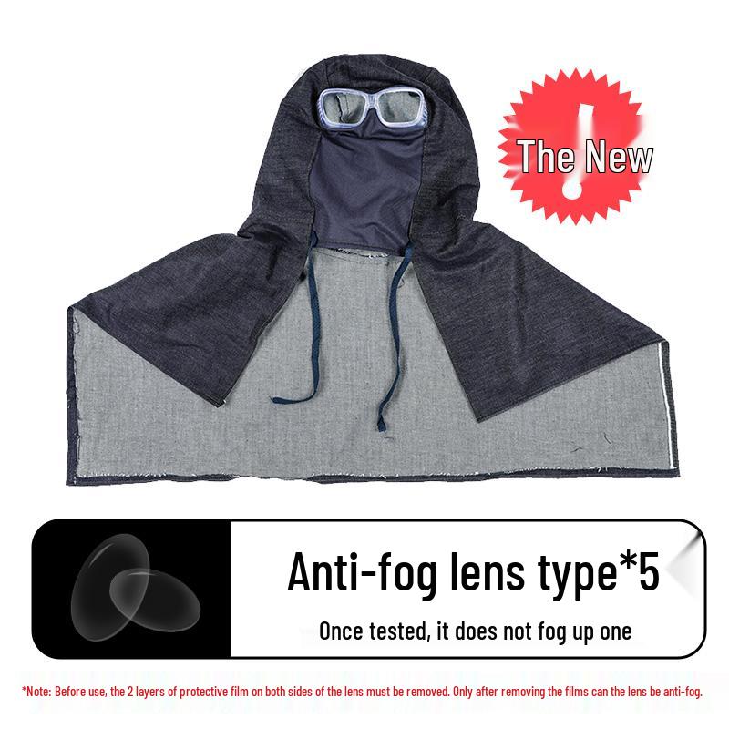 Unisex Durable Denim Summer Hood with Removable Shawl for Industrial Work