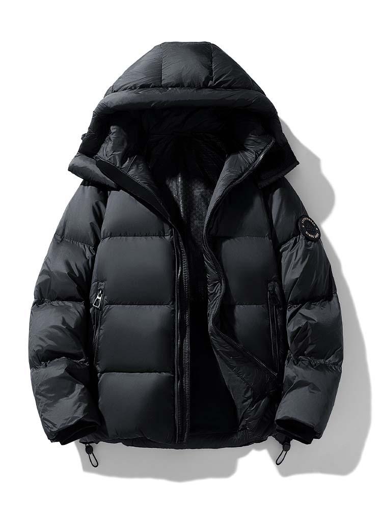 Men's Winter Thickened White Duck Down Jacket - Youth Warm Trendy Hooded Puffer Outerwear