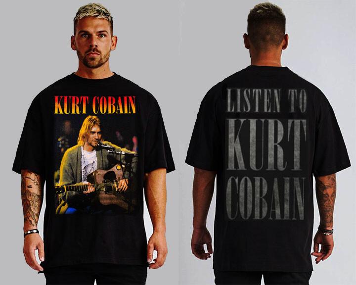 26 NIRVANA KURT COBAIN GRUNGE ПРИНТ СПЕРЕДИ И СЗАДИ HARD ROCK Унисекс Футболка M