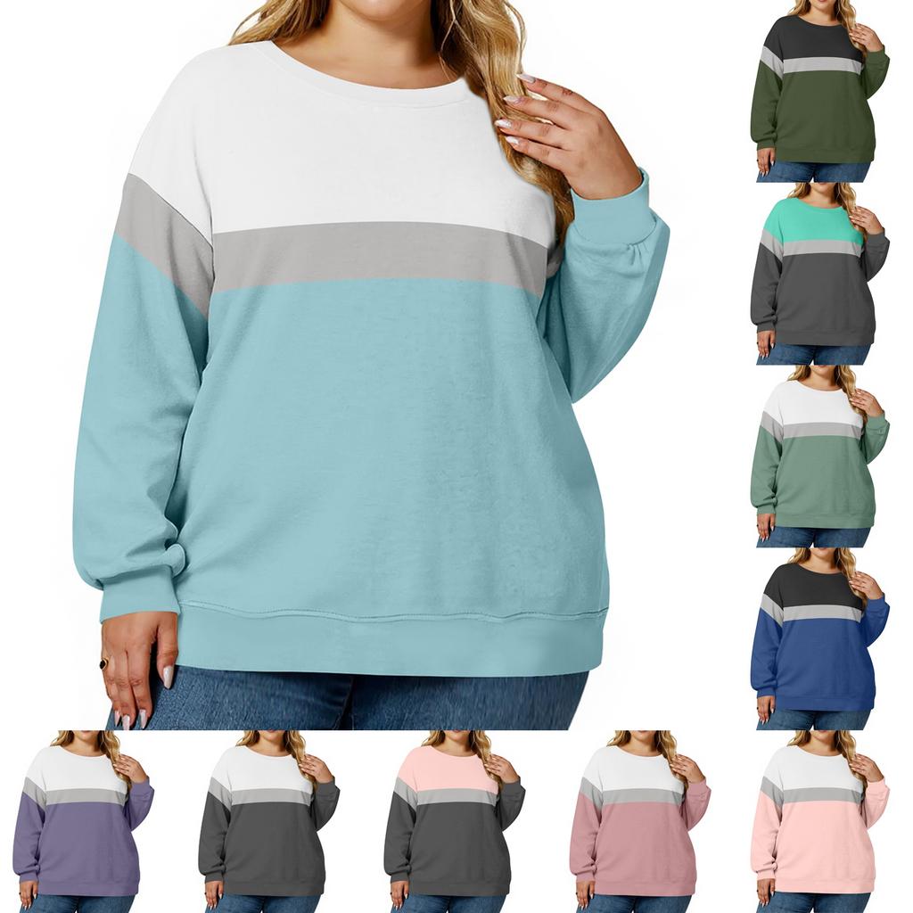 Plus Size Sweatshirt For  Women Oversized Crewneck Long Sleeve Pullover Tops