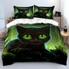 Schwarze Katze im dunklen Gras Druck Bettwäsche Set für Kinder Luxuriöses Geschenk 3-teiliges Digitaldruck Bettdecken Set Weich Bequem Atmungsaktiv