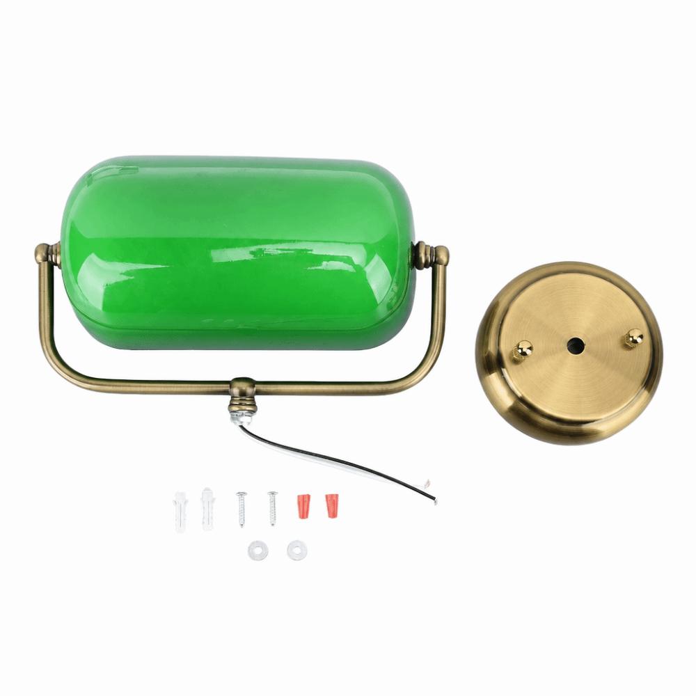 Adjustable Lampshade Banker Wall Lamp Green Glass Wall Light Vintage Wall Sconces Study