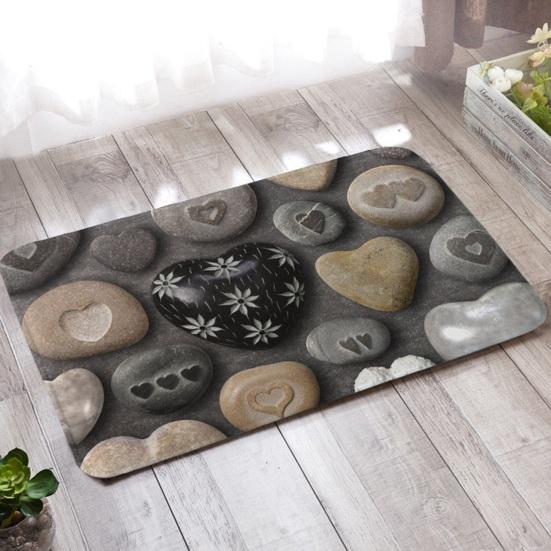 Yousheng 3D Optical Illusion Bathroom Rug Non-Slip Pebble Stone Pattern Bath Mat Quick Dry Absorbent Floor Mat for Bathroom Tub Shower Sink