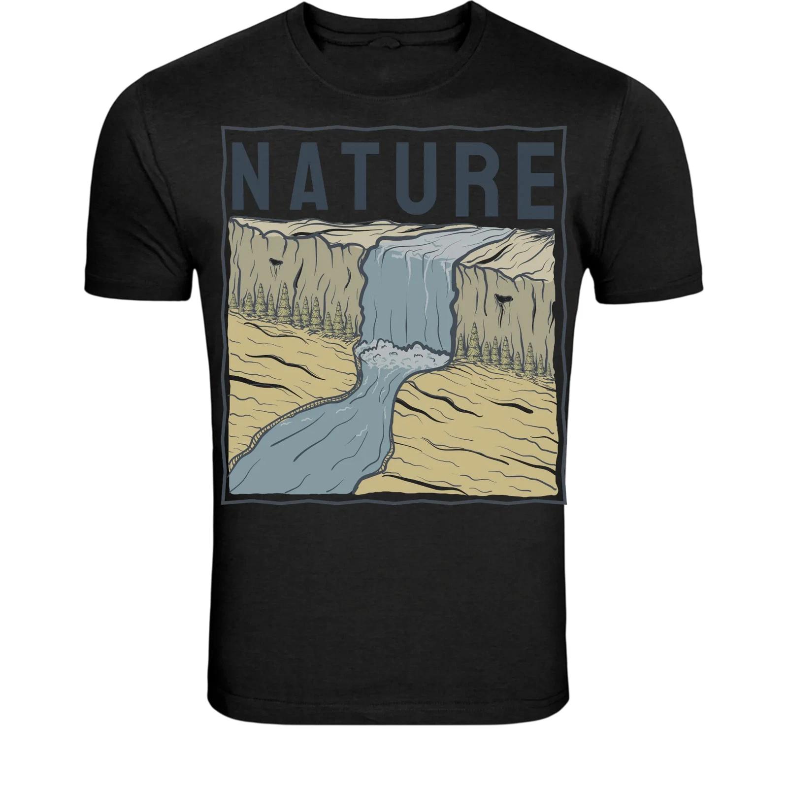 Nature Waterfall Landscape T-Shirt - Outdoor Scenic Graphic Tee XXXXL