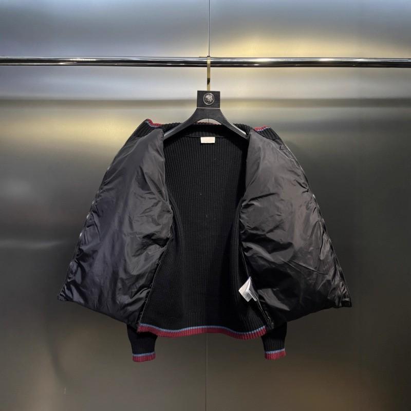 Mens Knit Panel Down Jacket 2026 Fall Winter Warm Puffer Coat With Multiple Pockets Streetwear Style