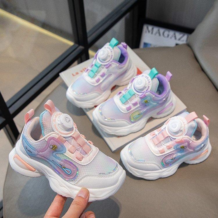 

Children s Rotating Button Shoes Girls Spring and Autumn2023New Children Soft Sole Sneakers Girls Running Daddy Shoes Tide