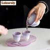 181ml Kiln Change Crystal Glaze Flower Mouth Gaiwan Handmade Tea Tureen Tea Bowl with Lid Kit Tea Maker Cover Bowl Tea Items