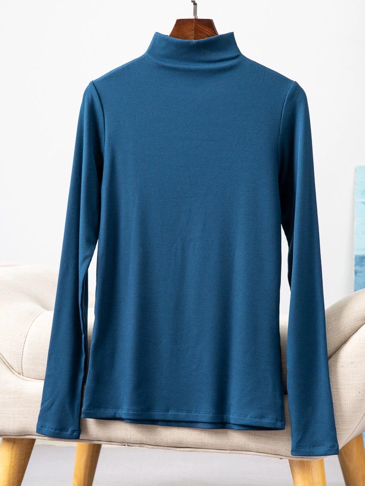 Long Sleeve Female Cold Basic Warm Shirt Bottom Shirt Large Size Heating Clothes In The Fall In The High Neck Inner Wear Padded Threaded T-shirt Tops