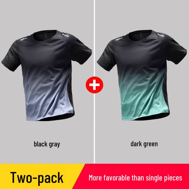 Herren Schnelltrocknendes Eisseiden Sportset: Atmungsaktives, lockeres, kurzärmeliges Lauf-/Fitness-Outfit für den Sommer.