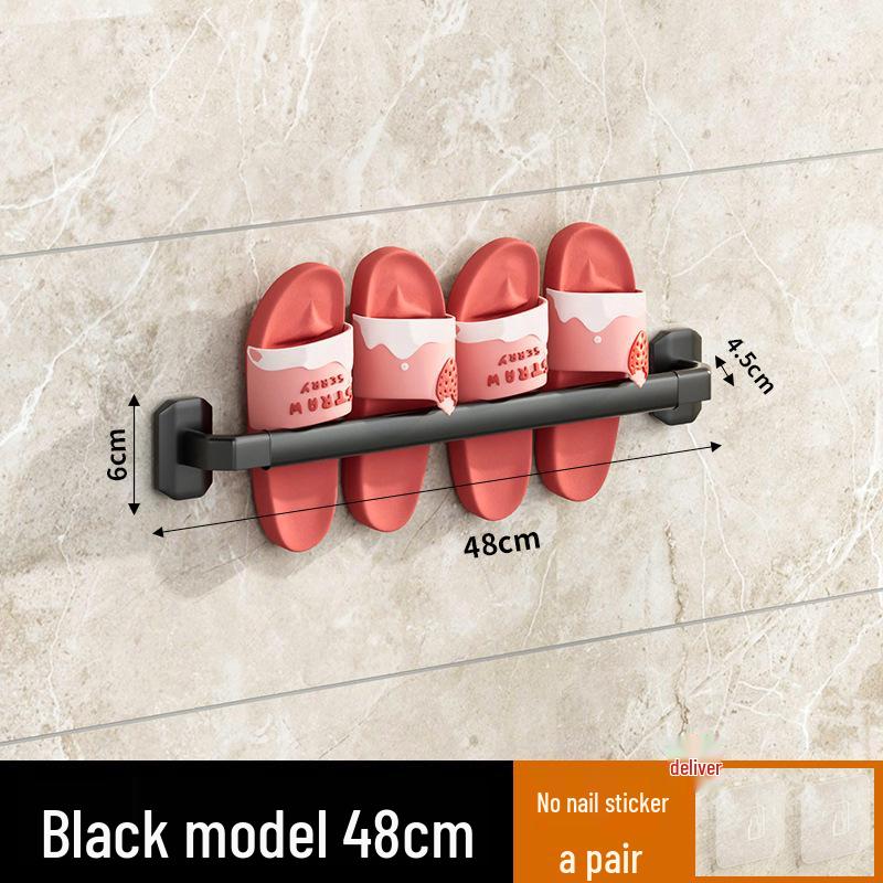 Wall-Mounted Luxury Slipper Rack: Punch-Free Bathroom Shoe Draining Storage Solution
