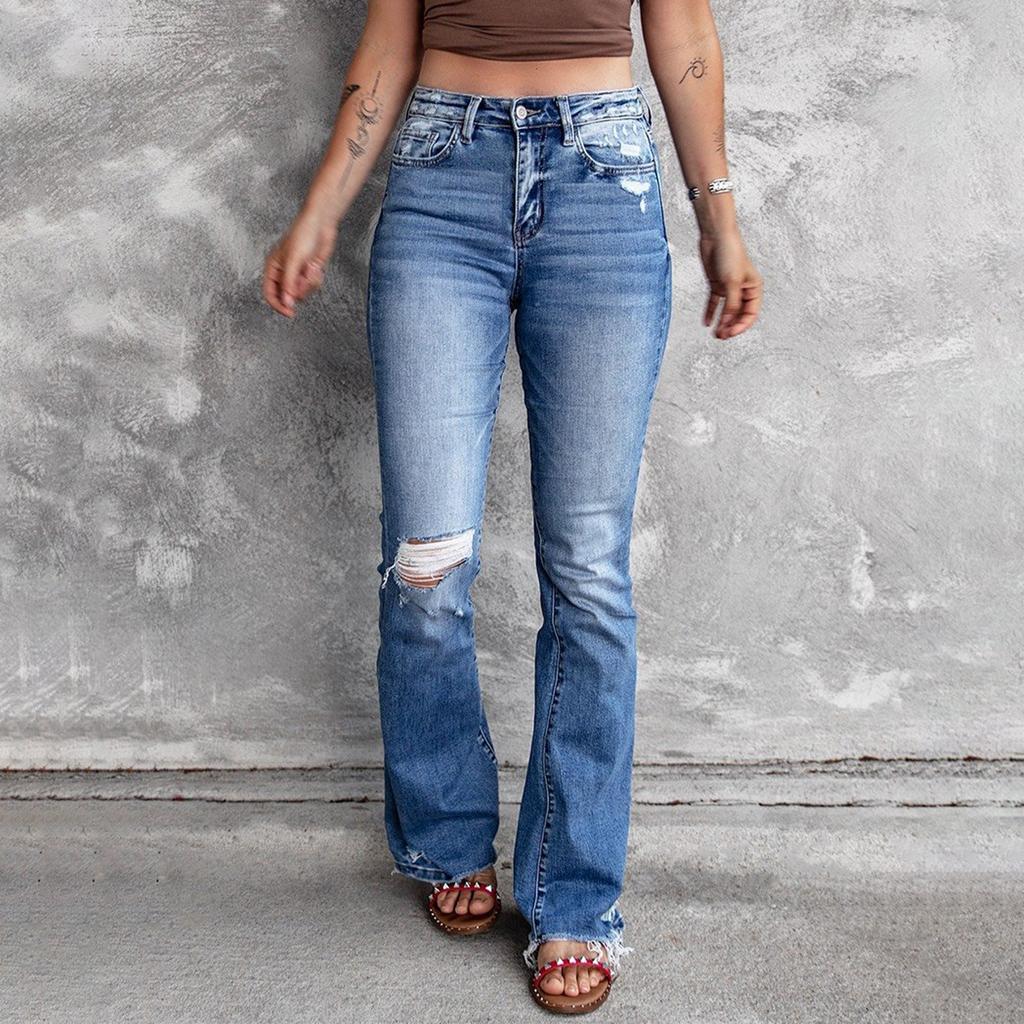 Pantalon en jean taille haute pour femmes