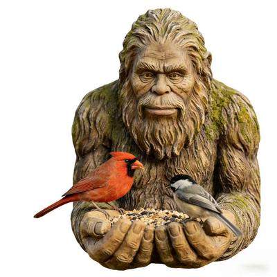 Novo Comedouro de Pássaros Bigfoot Ornamento de Resina para Decoração de Jardim