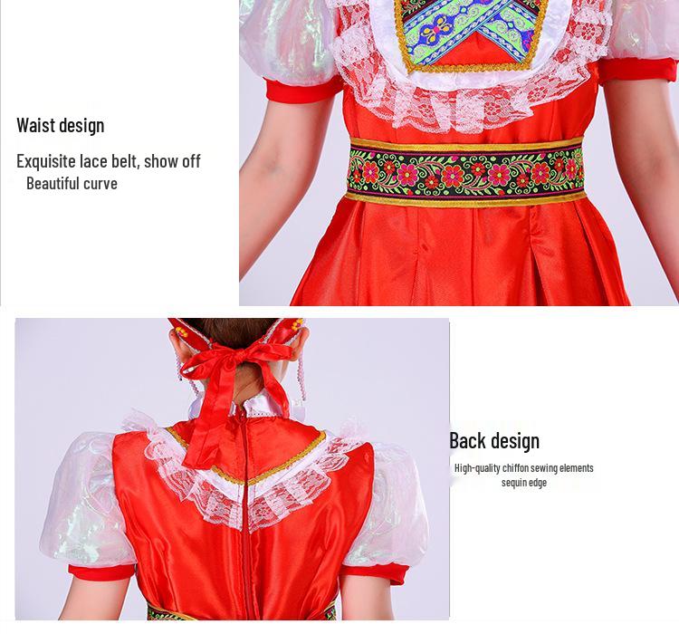 Europäischer Hof Dienstmädchenkleid: Russisches Prinzessinnen-Tanzkostüm für Erwachsene