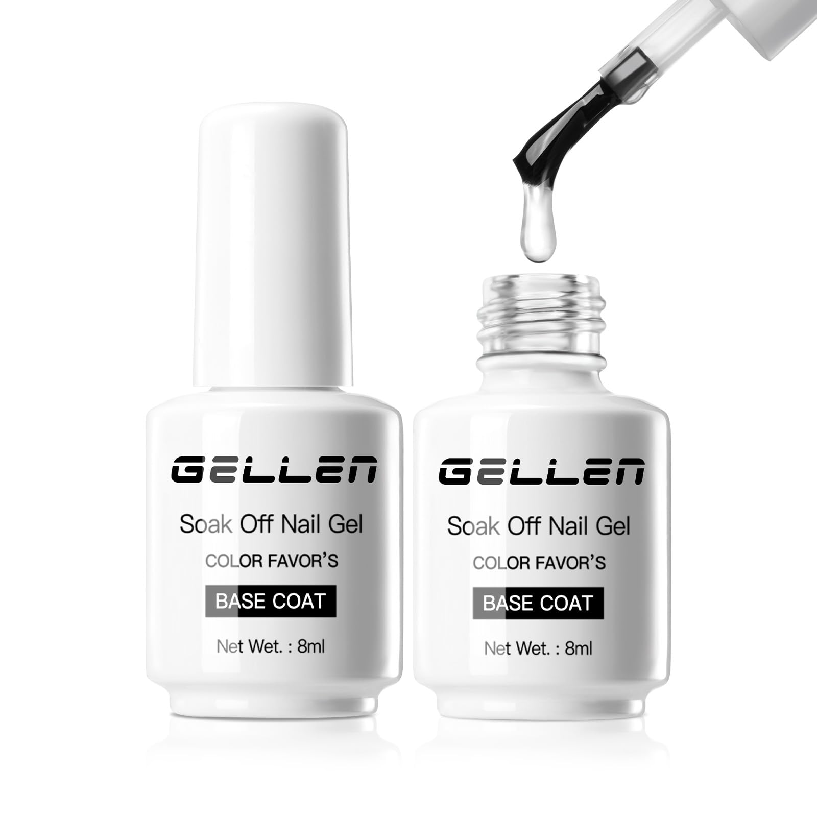 Gellen Gel Nail Top Coat Base 8ml x for Care & Coat, 2, Non-Wipe, UV/LED Compatible, Self-Nail