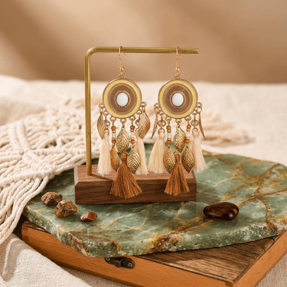 Zinc Zinc Alloy Tassel Earrings Beads Ethnic Earrings Beach Style Vintage Earrings Summer