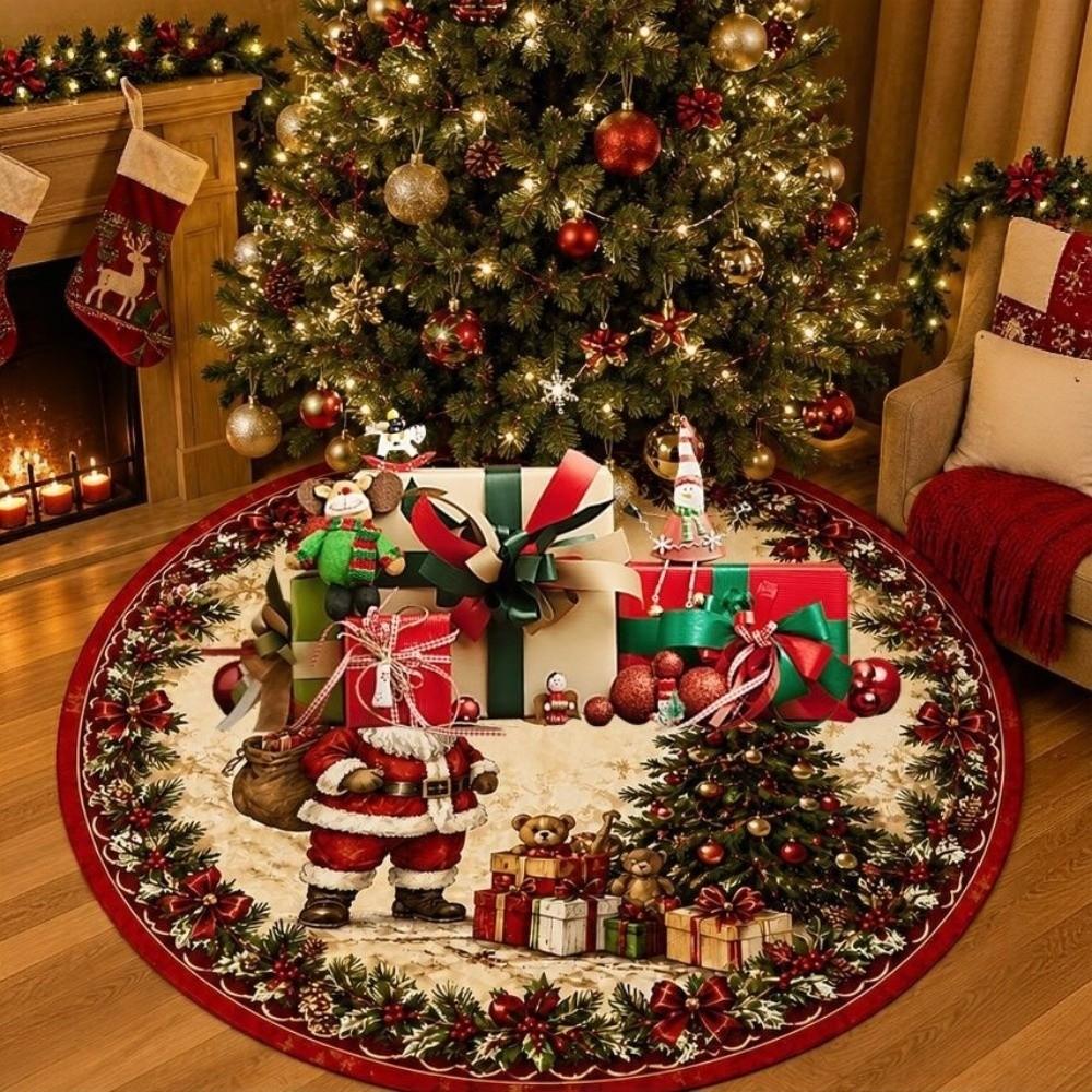 Large Size Christmas Tree Mat Round Xmas Tree Foot Cover Snowman Christmas Tree Skirts Indoor