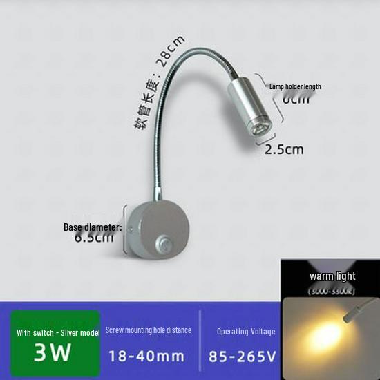 Flexible LED Spotlight: 1W/3W Wall Lamp for Clothing Store, Entrance, Painting, or Bedside Use
