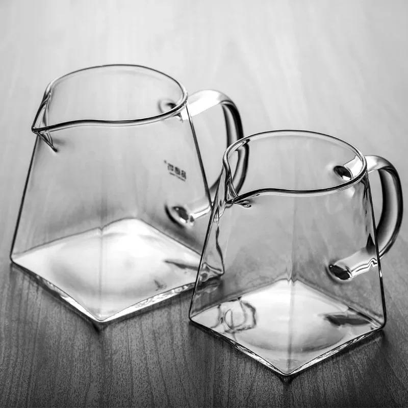 Hitzebeständiger Klarer Glas-Teekrug, Quadratisches Kreatives Chinesisches Tee-Set-Zubehör, Chahai, Milchglas-Kaffeekanne, Wasserkanne