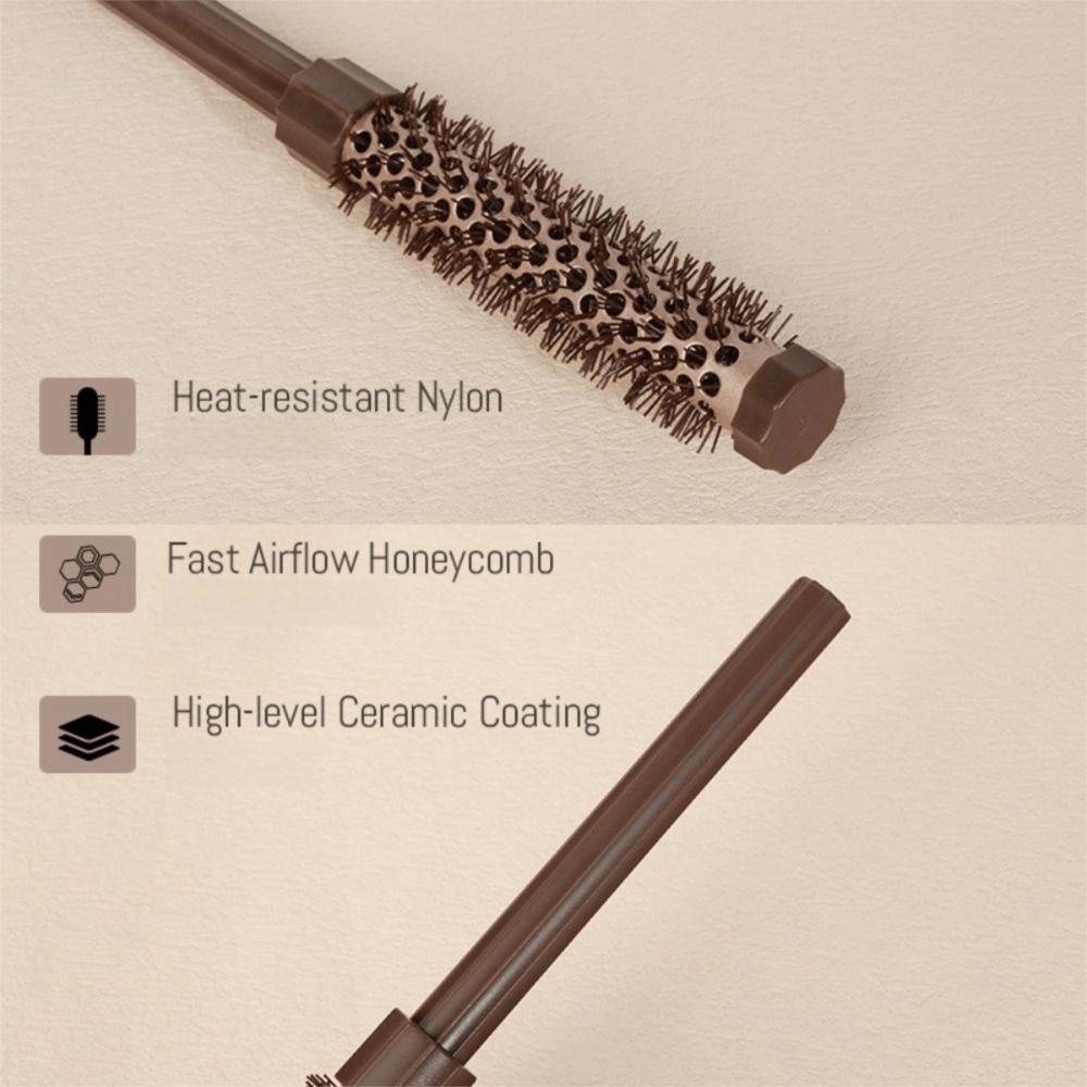 3Pcs Nylon Bristles Curly Hair Styling Comb Aluminum Tube Hair Root Comb  Home Use