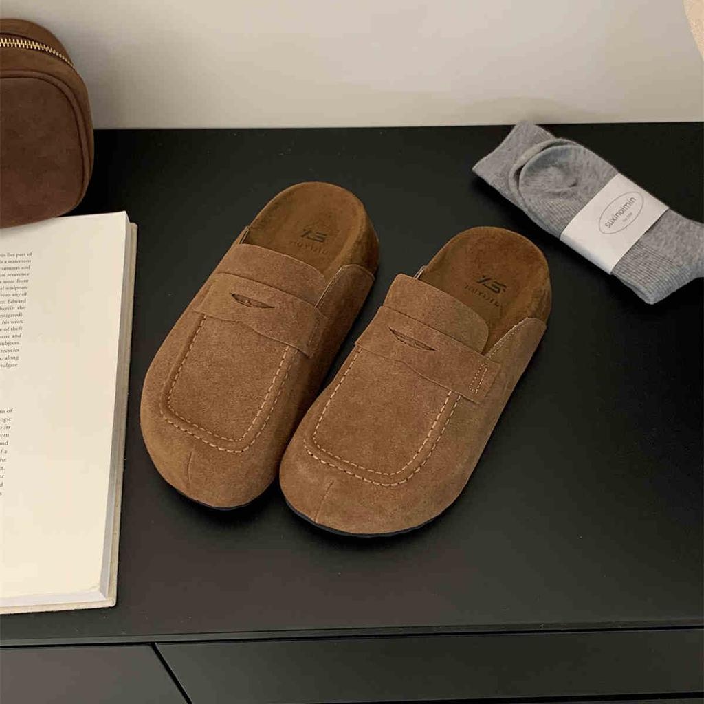 Walking Cozy Casual Baotou Half Slipper Loafers Female Slingback Slip On Mule For Women Platform New 2024 Design Comfort