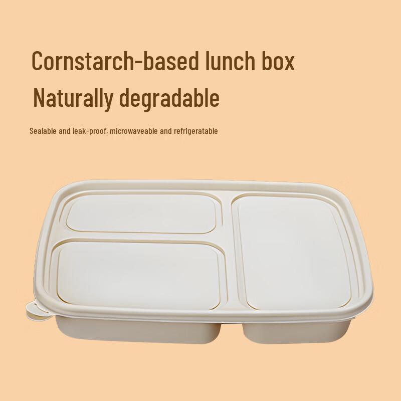 Eco-Friendly 3-Compartment Corn Starch Meal Boxes