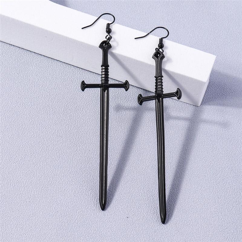 Aihua Gothic Vintage Sword Earrings For Women Man Fashion Punk Rock Party Jewelry Accessories Gift Fantasy Cross Earrings
