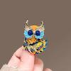 Элегантная эмалевая брошь-сова ручной работы со сложным красочным авторским дизайном, булавка для официальной одежды и повседневных нарядов