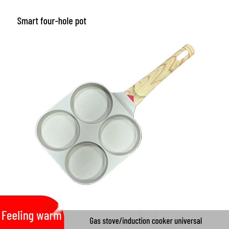 Carefully Crafted Maifan Stone Non-Stick 4-Hole Egg & Burger Frying Pan for Breakfast