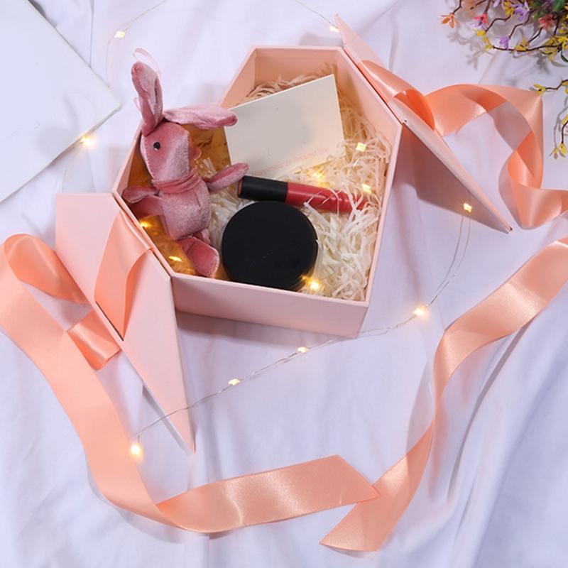 Heart Shaped Gifts Box with Bow Ribbon Valentines Day Presents Packaing Boxes Anniversary Surprise Gifts Wedding Decorations