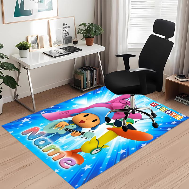 Custom Name Pocoyo Printed Carpet Rug For Office Chair Living Room Bedroom Kitchen Room Decor Gifts