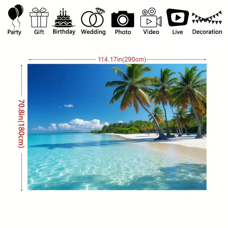 Summer Beach Tapestry Palm Trees & Blue Ocean Bedroom Decor